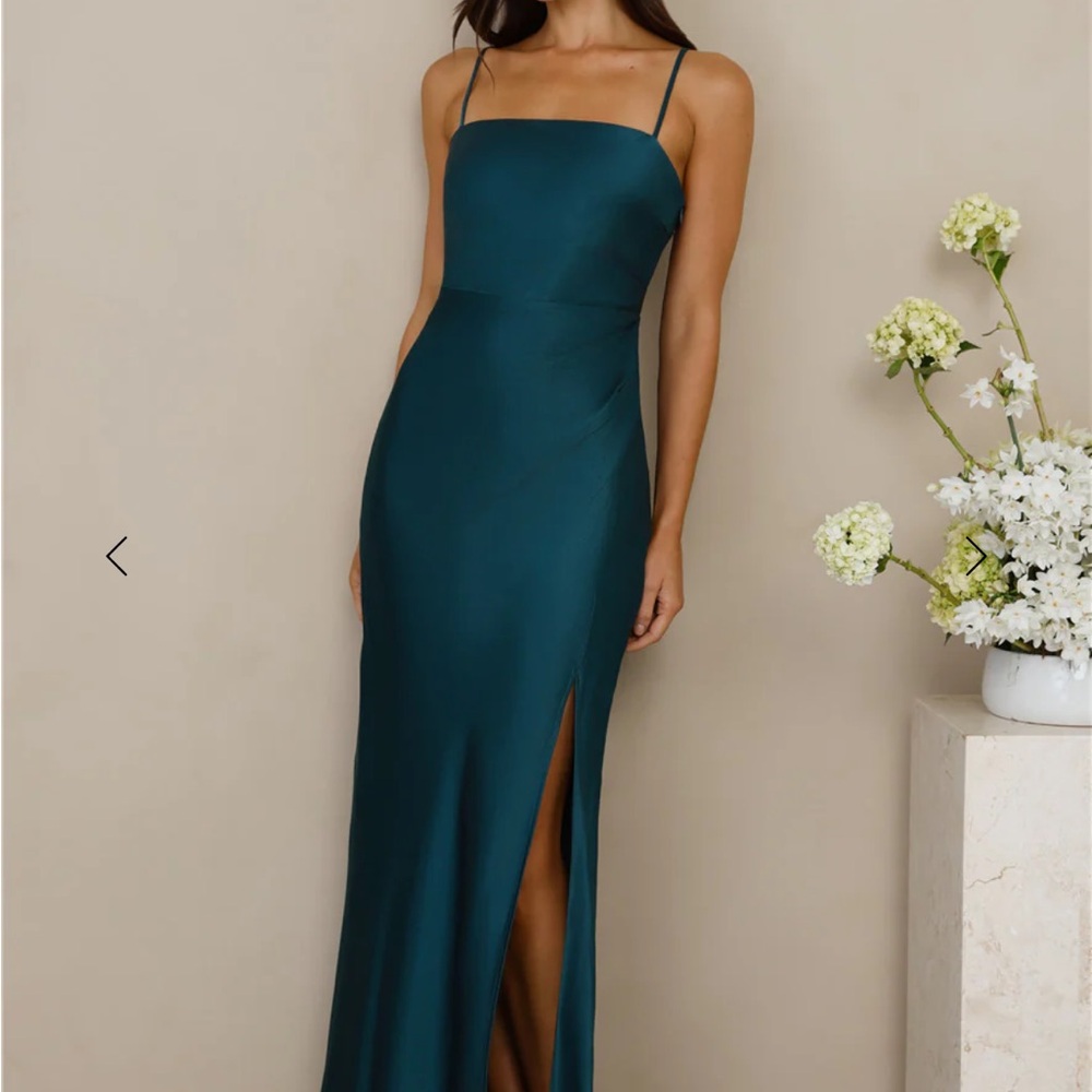 Hello Molly Satin Maxi Dress Teal - Picture 4 of 9